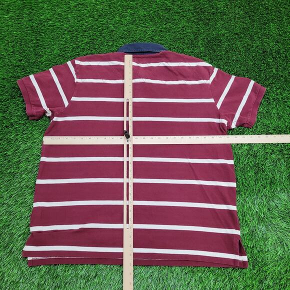 Ralph-Lauren Stripes Polo Shirt XL/2XL 24x28 Red White Crest - Picture 3 of 14
